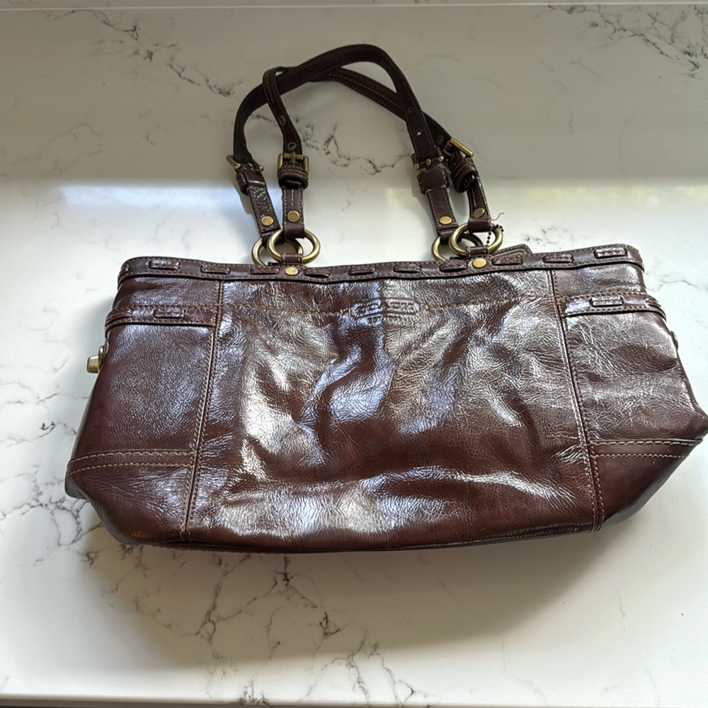 Coach brown small tote bag
